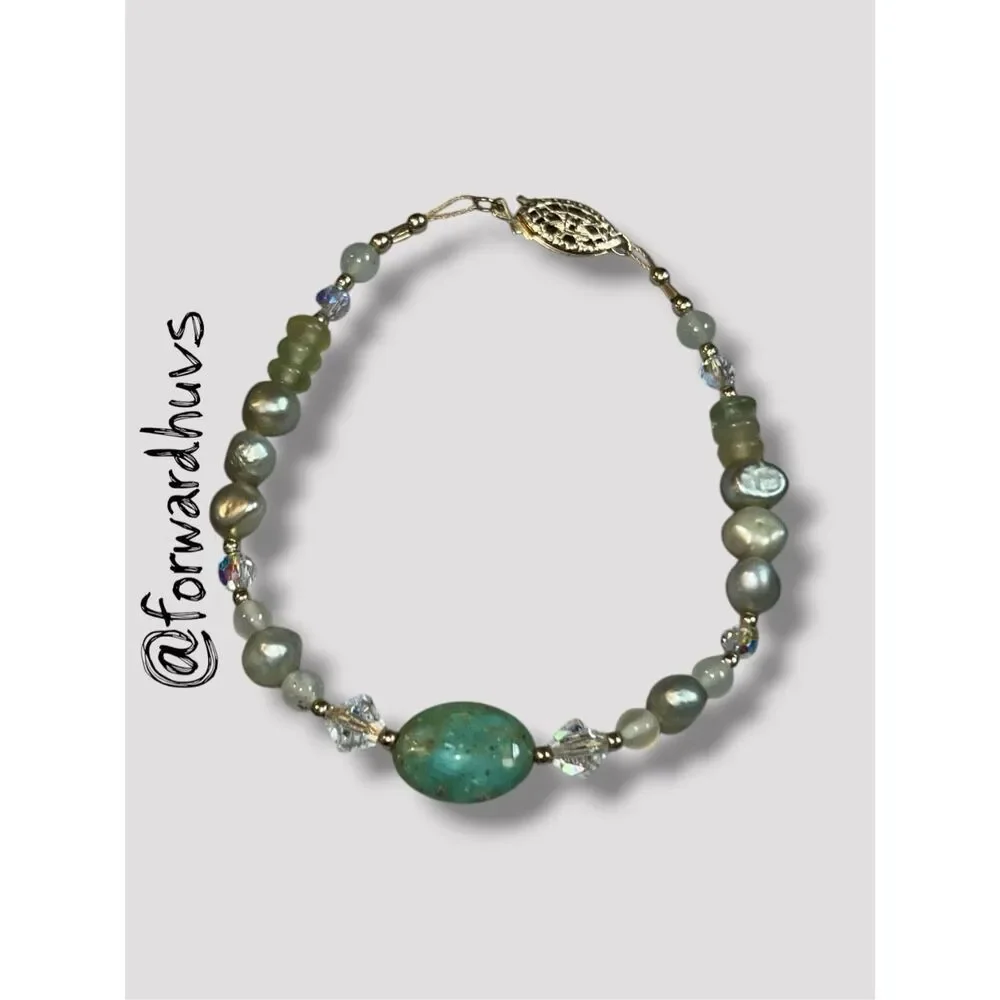 1/20 14K Gold‑Filled Stone & Bead Bracelet